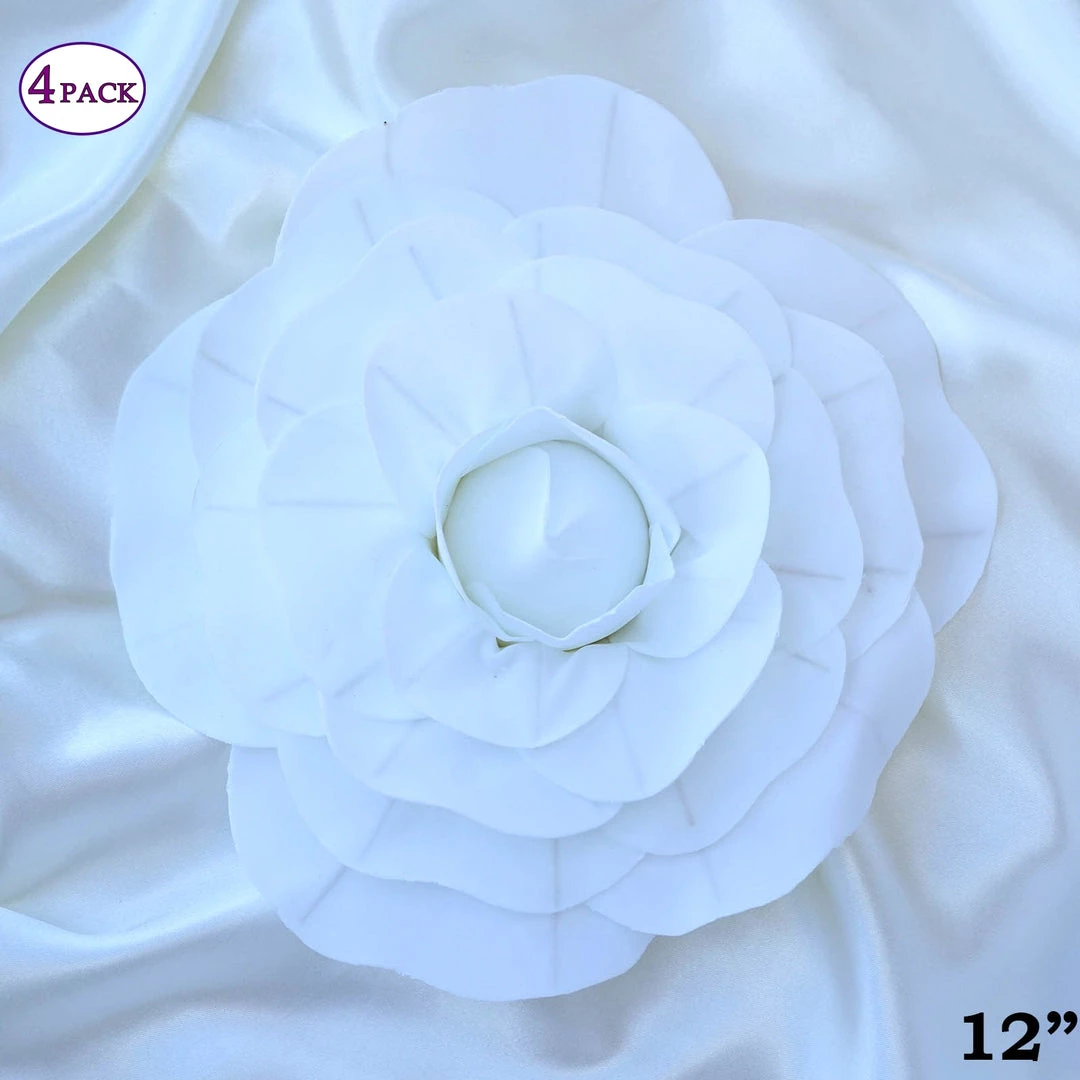 Silkflowersfactory 12" Large Foam Rose Backdrop Wall Decor - White - 4 Pcs Foam Flower Wall Decor 3 Silkflowersfactory 12" Large Foam Rose Backdrop Wall Decor - White - 4 Pcs Foam Flower Wall Decor