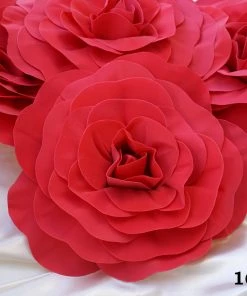 Silkflowersfactory 16" Large Foam Rose Backdrop Wall Decor - Red - 4 Pcs Foam Flower Wall Decor