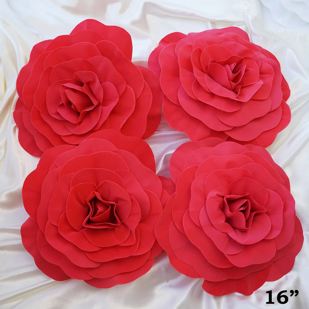 Silkflowersfactory 16" Large Foam Rose Backdrop Wall Decor - Red - 4 Pcs Foam Flower Wall Decor 5 Silkflowersfactory 16" Large Foam Rose Backdrop Wall Decor - Red - 4 Pcs Foam Flower Wall Decor
