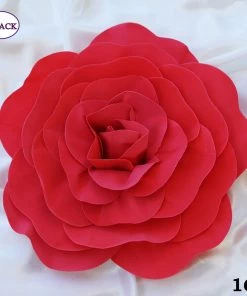 Silkflowersfactory 16" Large Foam Rose Backdrop Wall Decor - Red - 4 Pcs Foam Flower Wall Decor