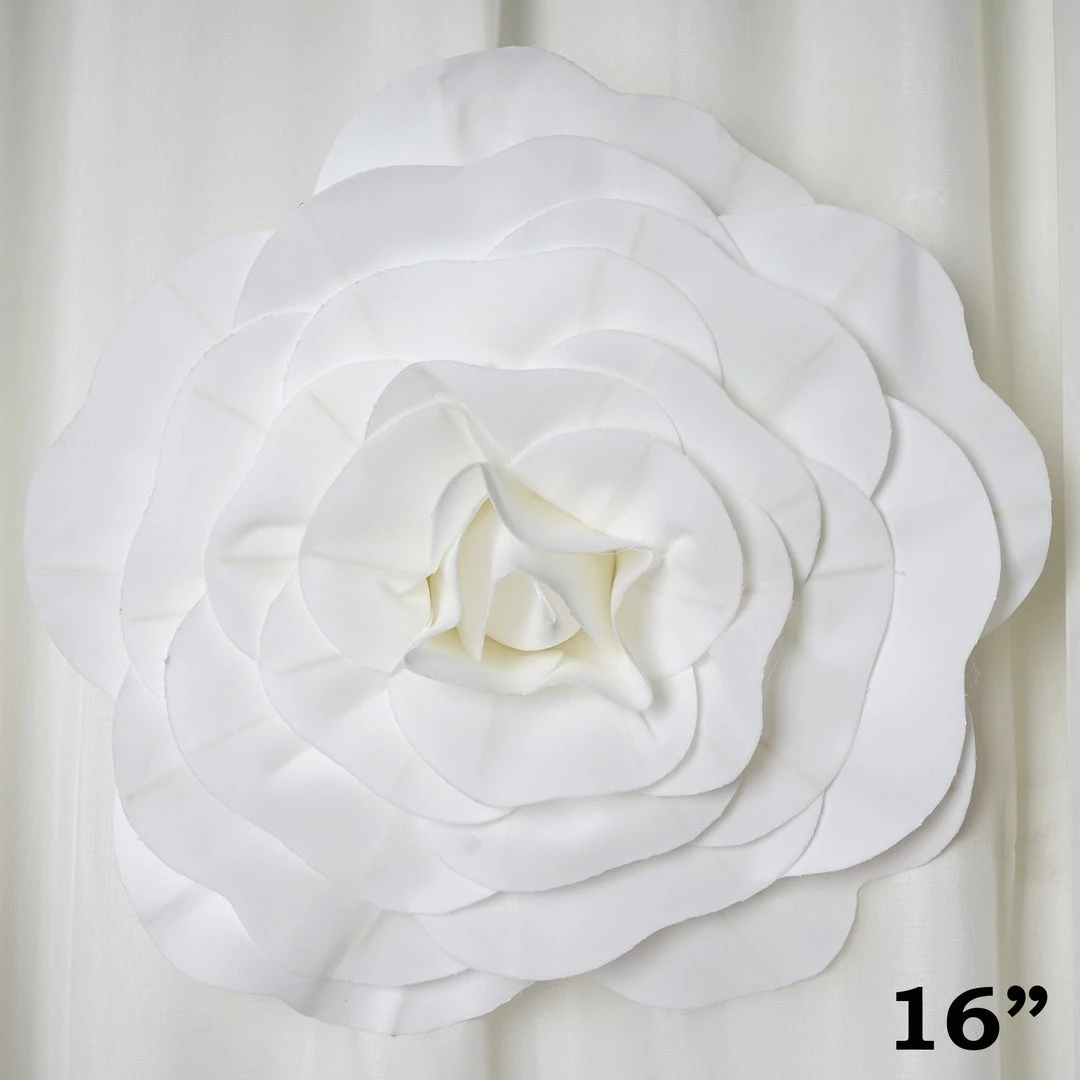 Silkflowersfactory Foam Flower Wall Decor 16" Large Foam Rose Backdrop Wall Decor - White - 4 Pcs 7 Silkflowersfactory Foam Flower Wall Decor 16" Large Foam Rose Backdrop Wall Decor - White - 4 Pcs