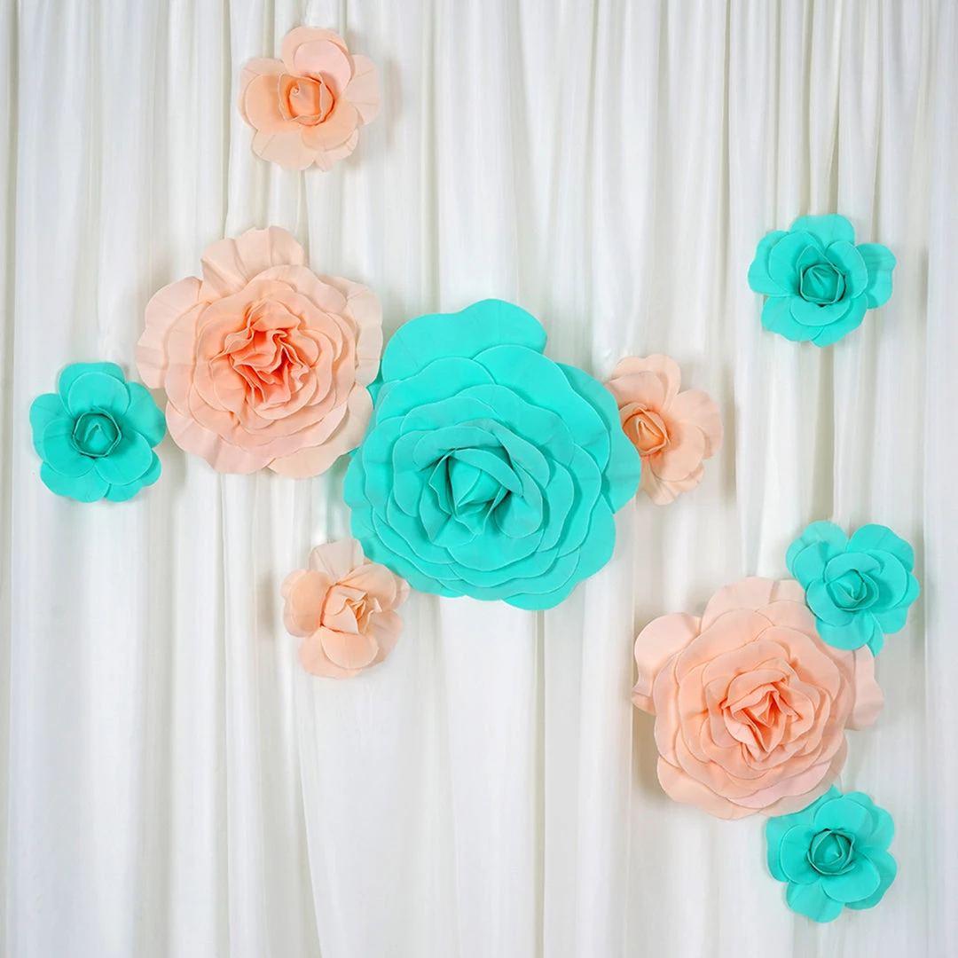 Silkflowersfactory Foam Flower Wall Decor 16" Large Foam Rose Backdrop Wall Decor - White - 4 Pcs 8 Silkflowersfactory Foam Flower Wall Decor 16" Large Foam Rose Backdrop Wall Decor - White - 4 Pcs