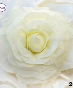 Silkflowersfactory 20" Large Foam Rose Backdrop Wall Decor - Cream - 2 Pcs Foam Flower Wall Decor