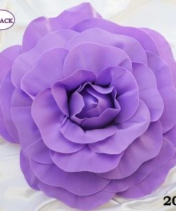 Silkflowersfactory Foam Flower Wall Decor 20" Large Foam Rose Backdrop Wall Decor - Lavender - 2 Pcs