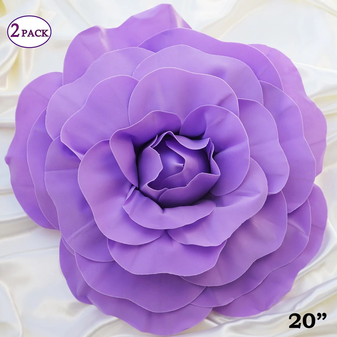 Silkflowersfactory Foam Flower Wall Decor 20" Large Foam Rose Backdrop Wall Decor - Lavender - 2 Pcs 3 Silkflowersfactory Foam Flower Wall Decor 20" Large Foam Rose Backdrop Wall Decor - Lavender - 2 Pcs