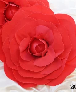 Silkflowersfactory 20" Large Foam Rose Backdrop Wall Decor - Red - 2 Pcs Foam Flower Wall Decor