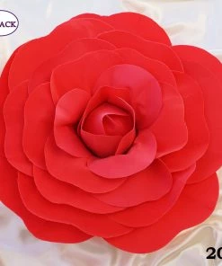 Silkflowersfactory 20" Large Foam Rose Backdrop Wall Decor - Red - 2 Pcs Foam Flower Wall Decor