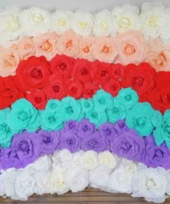 Silkflowersfactory Foam Flower Wall Decor 20" Large Foam Rose Backdrop Wall Decor - Turquoise - 2 Pcs 20 Silkflowersfactory Foam Flower Wall Decor 20