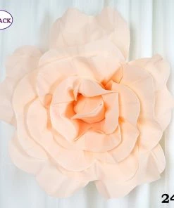 Silkflowersfactory Foam Flower Wall Decor 24" Large Foam Rose Backdrop Wall Decor - Blush - 2 Pcs