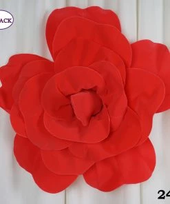 Silkflowersfactory 24" Large Foam Rose Backdrop Wall Decor - Red - 2 Pcs