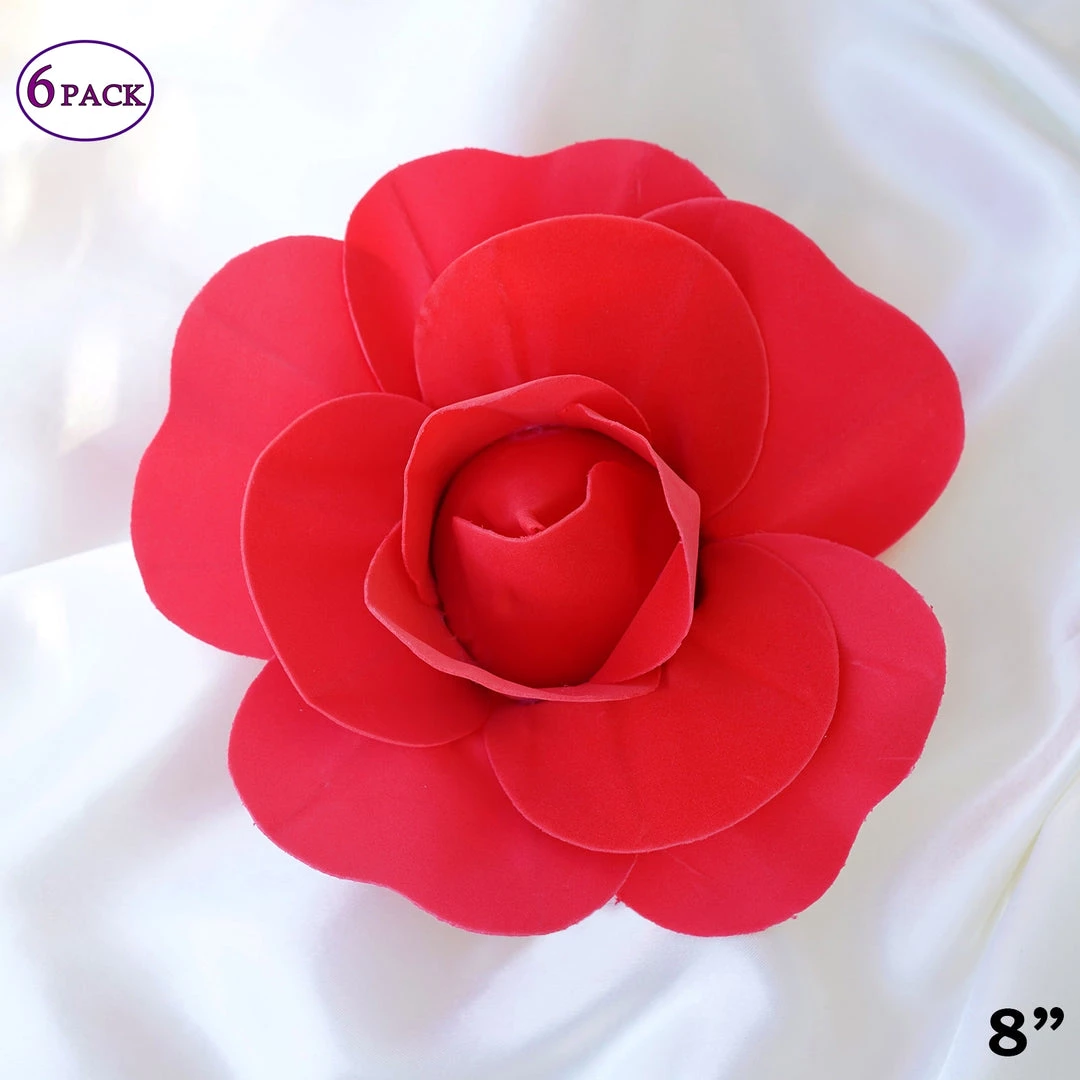 Silkflowersfactory 8" Large Foam Rose Backdrop Wall Decor - Red - 6 Pcs Foam Flower Wall Decor 3 Silkflowersfactory 8" Large Foam Rose Backdrop Wall Decor - Red - 6 Pcs Foam Flower Wall Decor