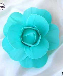 Silkflowersfactory 8" Large Foam Rose Backdrop Wall Decor - Turquoise - 6 Pcs