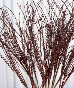 Silkflowersfactory 12 X Wavy Glittered Stems - Chocolate