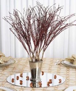 Silkflowersfactory 12 X Wavy Glittered Stems - Chocolate