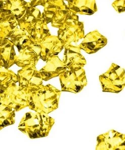 Silkflowersfactory Yellow Acrylic Ice Rock Crystals Wedding Party Event Table Vase Decoration - 300/pk Vase Filler