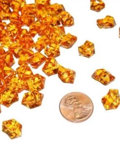 Silkflowersfactory Orange Mini Acrylic Ice Rock Crystals Wedding Party Event Table Vase Decoration - 400/pk