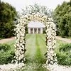 Silkflowersfactory Decorative Metal Wedding Arch - White - 55"Wx90"H