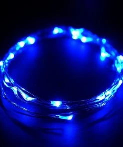 Silkflowersfactory LED Lighting 90" Blue Starry String Lights Battery Operated With 20 Micro Bright LEDs