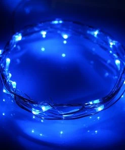 Silkflowersfactory LED Lighting 90" Blue Starry String Lights Battery Operated With 20 Micro Bright LEDs