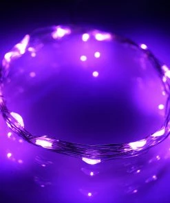 Silkflowersfactory LED Lighting 90" Purple Starry String Lights Battery Operated With 20 Micro Bright LEDs