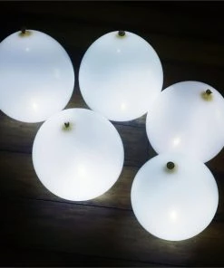 Silkflowersfactory Flower Vases & Decorations 10 Pack | 12'' White Latex Light Up Helium LED Balloons