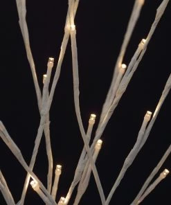 Silkflowersfactory 20 LED Shiny Decorative Party Light Vase Bushes - White - 3 PCS