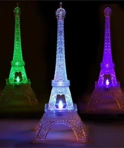 Silkflowersfactory LED Lighting Quixotic Light Changing Acrylic 10" Eiffel Tower