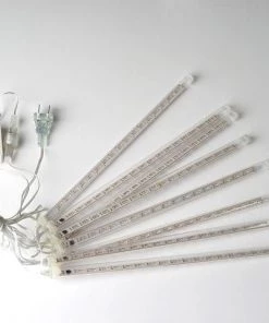 Silkflowersfactory LED Lighting 144 LED Meteor Shower Waterproof Rain Lights Tube - White - SET Of 8