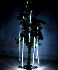 Silkflowersfactory LED Lighting 144 LED Meteor Shower Waterproof Rain Lights Tube - White - SET Of 8