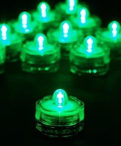 Silkflowersfactory Submersible LED Waterproof Light RGB For Vase Wedding Party Fish Tank - Green-12pcs