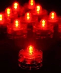 Silkflowersfactory Submersible LED Waterproof Light RGB For Vase Wedding Party Fish Tank - Red-12pcs