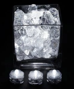 Silkflowersfactory Flower Vases & Decorations Submersible LED Waterproof Light RGB For Vase Wedding Party Fish Tank - White-12pcs