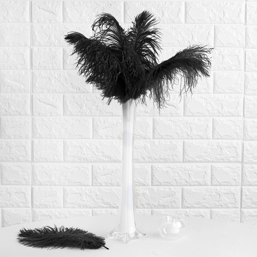 Silkflowersfactory 12 Pack | 13"-15" Natural Plume Real Ostrich Feathers Vase Centerpiece - Black 7 Silkflowersfactory 12 Pack | 13"-15" Natural Plume Real Ostrich Feathers Vase Centerpiece - Black
