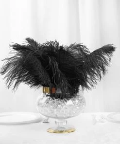 Silkflowersfactory 12 Pack | 13"-15" Natural Plume Real Ostrich Feathers Vase Centerpiece - Black 18 Silkflowersfactory 12 Pack | 13