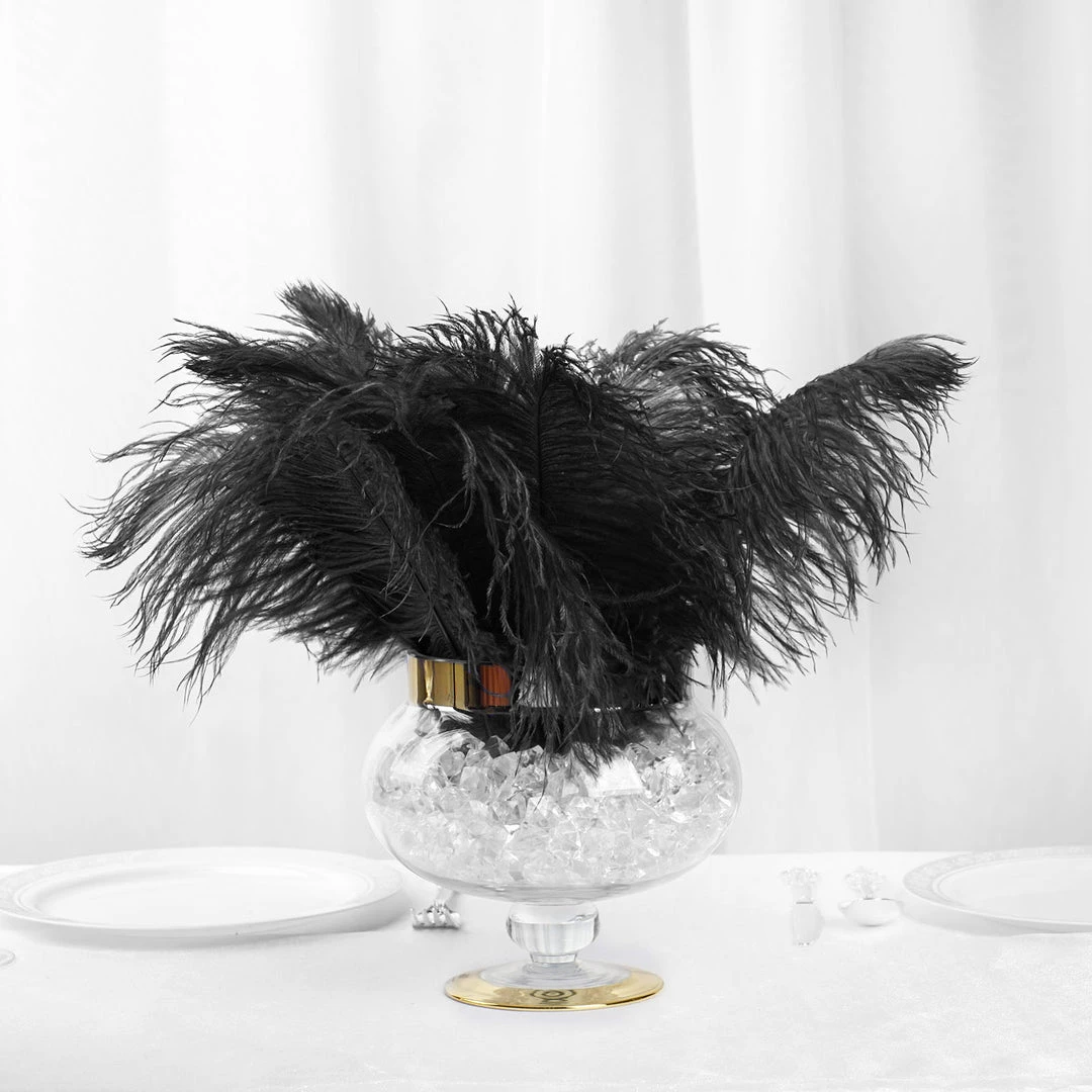 Silkflowersfactory 12 Pack | 13"-15" Natural Plume Real Ostrich Feathers Vase Centerpiece - Black 9 Silkflowersfactory 12 Pack | 13"-15" Natural Plume Real Ostrich Feathers Vase Centerpiece - Black