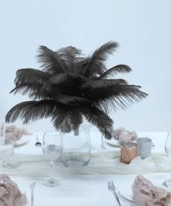 Silkflowersfactory 12 Pack | 13"-15" Natural Plume Real Ostrich Feathers Vase Centerpiece - Black 17 Silkflowersfactory 12 Pack | 13