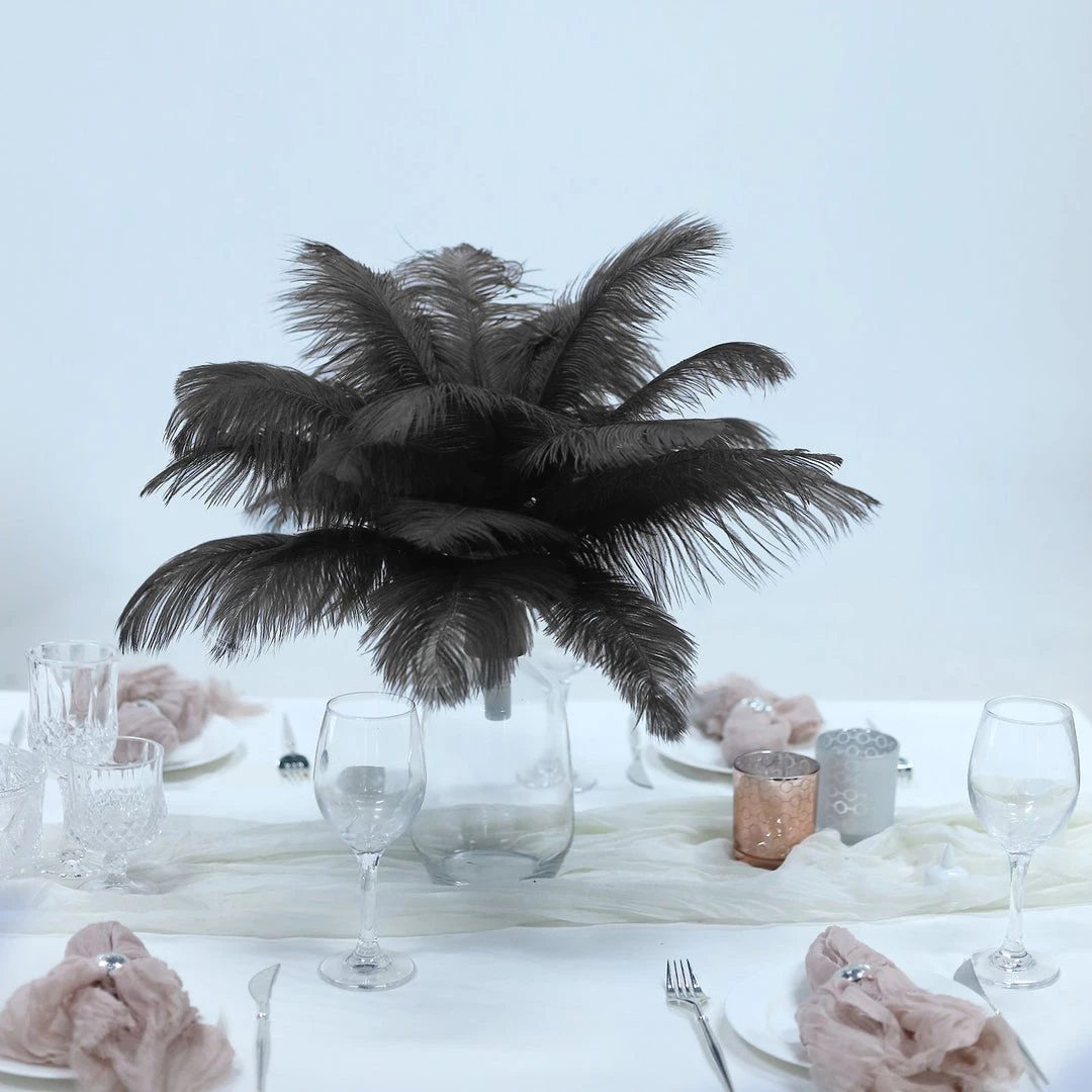 Silkflowersfactory 12 Pack | 13"-15" Natural Plume Real Ostrich Feathers Vase Centerpiece - Black 8 Silkflowersfactory 12 Pack | 13"-15" Natural Plume Real Ostrich Feathers Vase Centerpiece - Black
