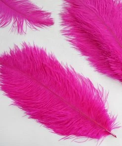 Silkflowersfactory 12 Pack | 13"-15" Natural Plume Real Ostrich Feathers Vase Centerpiece - Fushia