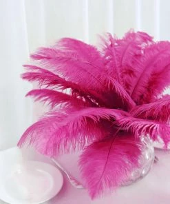 Silkflowersfactory 12 Pack | 13"-15" Natural Plume Real Ostrich Feathers Vase Centerpiece - Fushia 14 Silkflowersfactory 12 Pack | 13