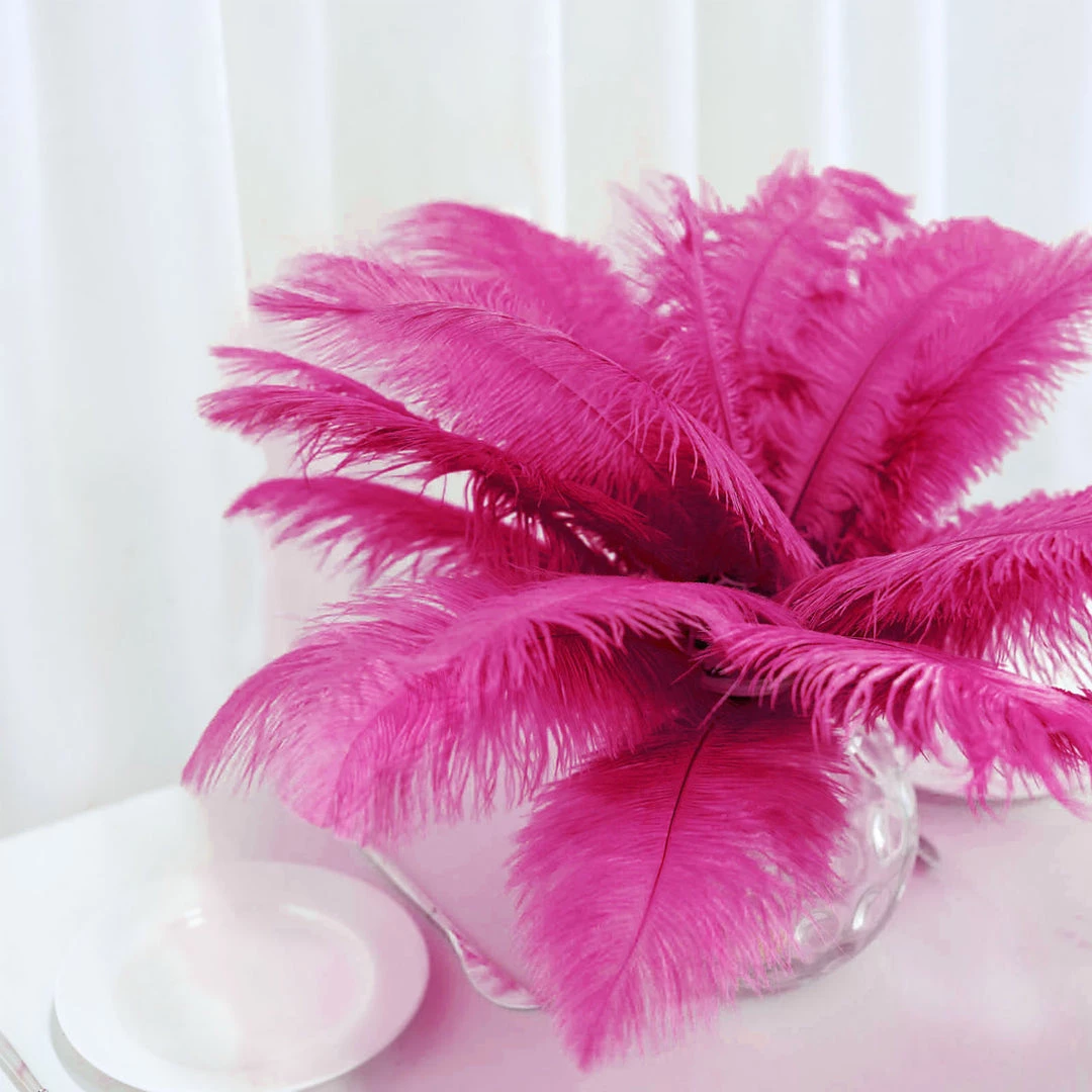 Silkflowersfactory 12 Pack | 13"-15" Natural Plume Real Ostrich Feathers Vase Centerpiece - Fushia 6 Silkflowersfactory 12 Pack | 13"-15" Natural Plume Real Ostrich Feathers Vase Centerpiece - Fushia