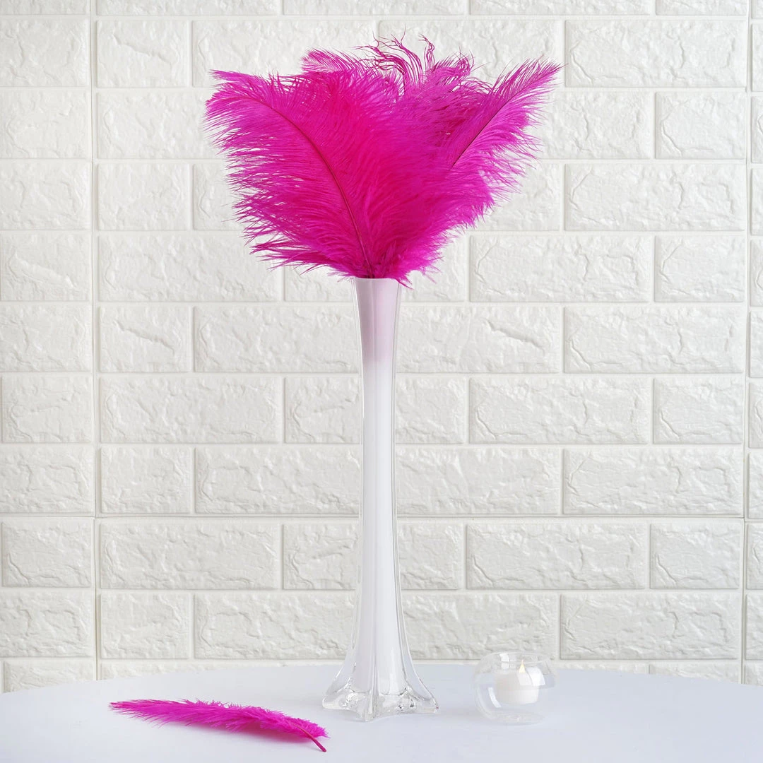 Silkflowersfactory 12 Pack | 13"-15" Natural Plume Real Ostrich Feathers Vase Centerpiece - Fushia 11 Silkflowersfactory 12 Pack | 13"-15" Natural Plume Real Ostrich Feathers Vase Centerpiece - Fushia