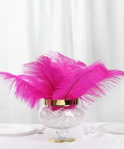 Silkflowersfactory 12 Pack | 13"-15" Natural Plume Real Ostrich Feathers Vase Centerpiece - Fushia 13 Silkflowersfactory 12 Pack | 13