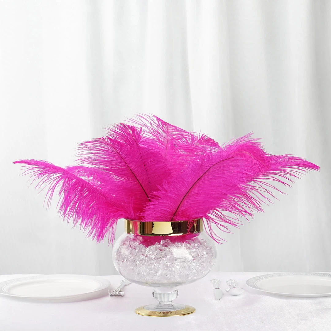 Silkflowersfactory 12 Pack | 13"-15" Natural Plume Real Ostrich Feathers Vase Centerpiece - Fushia 5 Silkflowersfactory 12 Pack | 13"-15" Natural Plume Real Ostrich Feathers Vase Centerpiece - Fushia
