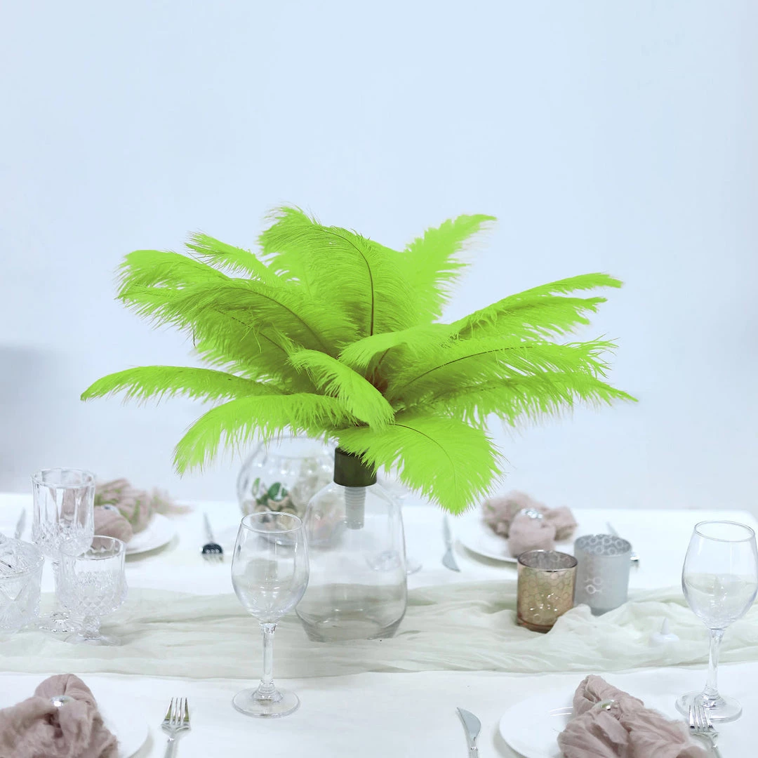 Silkflowersfactory 12 Pack | 13"-15" Natural Plume Real Ostrich Feathers Vase Centerpiece - Green 16 Silkflowersfactory 12 Pack | 13"-15" Natural Plume Real Ostrich Feathers Vase Centerpiece - Green
