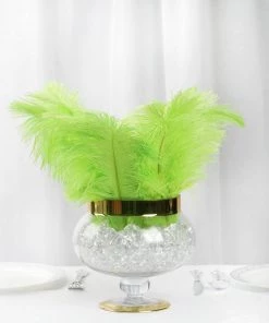 Silkflowersfactory 12 Pack | 13"-15" Natural Plume Real Ostrich Feathers Vase Centerpiece - Green 22 Silkflowersfactory 12 Pack | 13