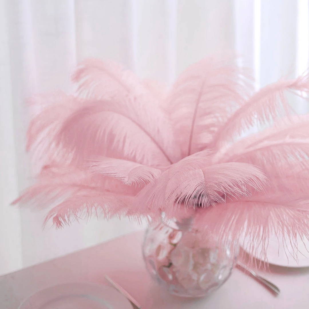 Silkflowersfactory 12 Pack | 13"-15" Natural Plume Real Ostrich Feathers Vase Centerpiece - Pink 3 Silkflowersfactory 12 Pack | 13"-15" Natural Plume Real Ostrich Feathers Vase Centerpiece - Pink