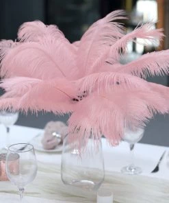 Silkflowersfactory 12 Pack | 13"-15" Natural Plume Real Ostrich Feathers Vase Centerpiece - Pink 26 Silkflowersfactory 12 Pack | 13