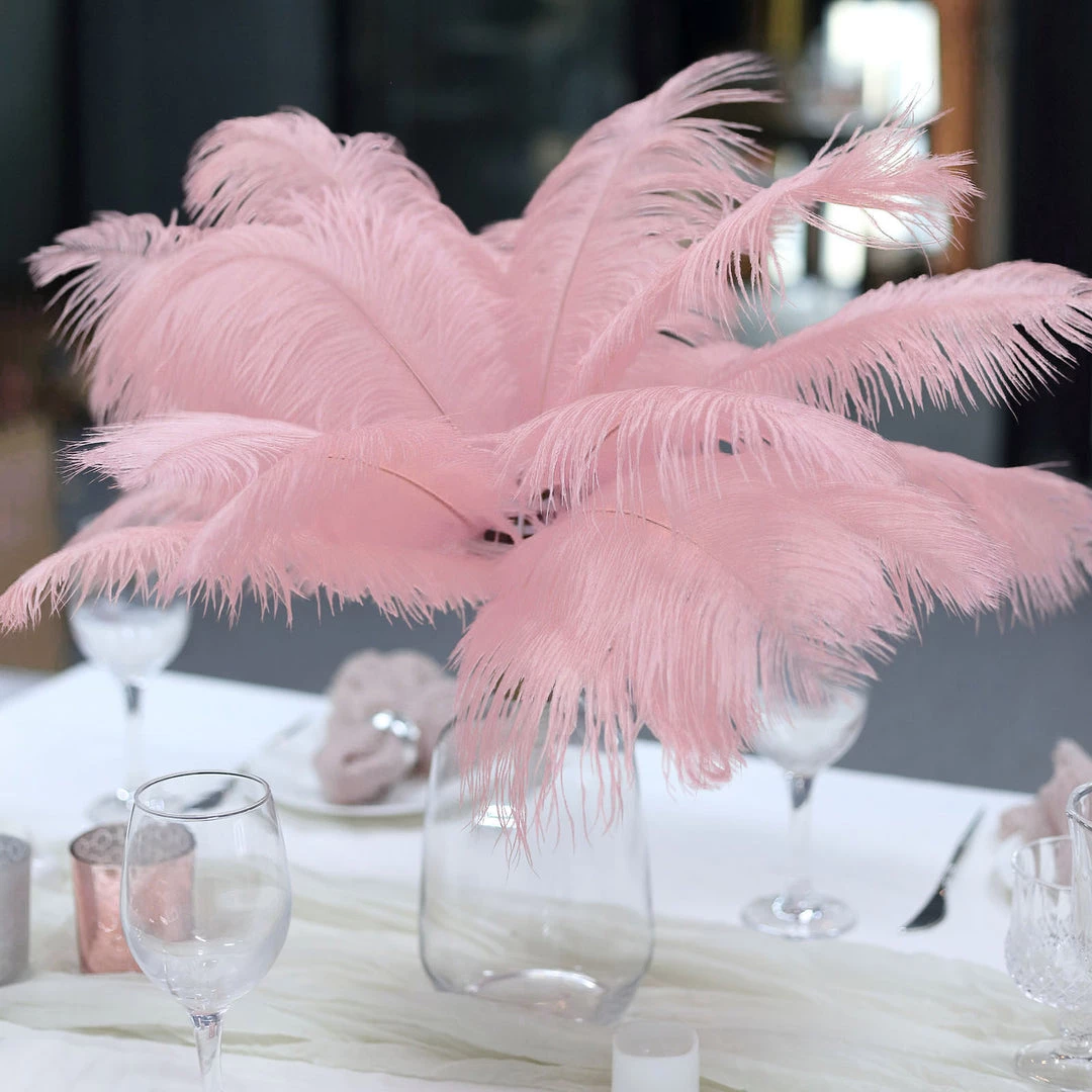 Silkflowersfactory 12 Pack | 13"-15" Natural Plume Real Ostrich Feathers Vase Centerpiece - Pink 14 Silkflowersfactory 12 Pack | 13"-15" Natural Plume Real Ostrich Feathers Vase Centerpiece - Pink