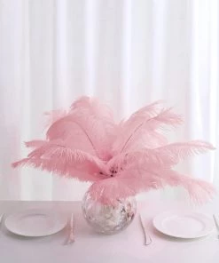 Silkflowersfactory 12 Pack | 13"-15" Natural Plume Real Ostrich Feathers Vase Centerpiece - Pink 20 Silkflowersfactory 12 Pack | 13