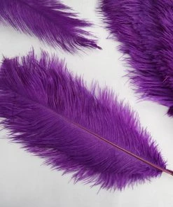 Silkflowersfactory 12 Pack | 13"-15" Natural Plume Real Ostrich Feathers Vase Centerpiece - Purple